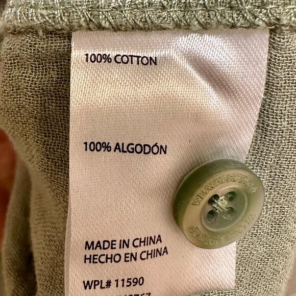 New Weatherproof Women's Gauze Midi Dress Size M Green Adjustable Belt At Waist - Picture 7 of 14